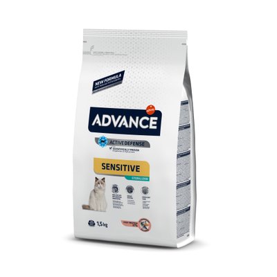 Сухой Корм ​​Advance Cat Sterilized Salmon Sensitive для стерилизованных кошек с чувствительным пищеварением с лососем 1,5 кг (8410650167886) Арт.922080 65838765 фото