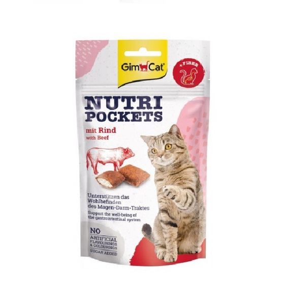 Ласощі Снеки Gimborn GimCat Nutri Pockets Яловичина + Солод (Мальт) 60г для котів (4002064419213) 302830 фото