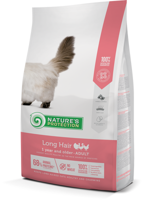 Сухий корм для дорослих котів з довгою шерстю Nature's Protection Long hair 7кг (4771317457622) 70174737 фото