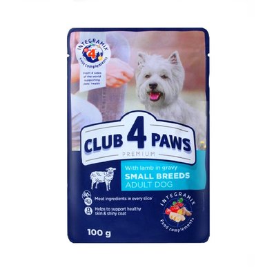 Вологий корм Club 4 Paws Пауч для собак малих порід ягня в соусі 100 г (4820215363464) 300221 фото