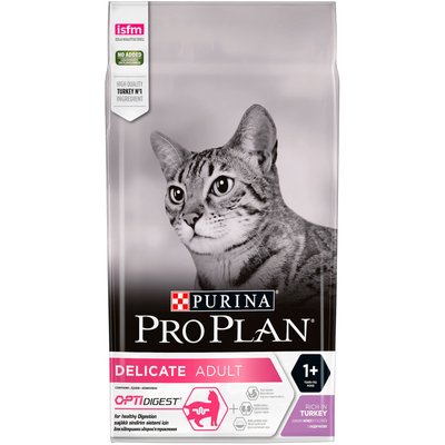 Сухий корм PRO PLAN Delicate Adult 1+ для дорослих котів з чутливою травною системою, з індичкою 1.5 кг (3222270884136) 300401 фото