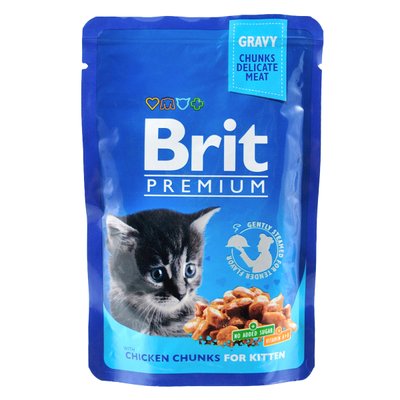 Вологий корм Brit Premium Cat пауч 100 г курка для кошенят (8595602506026) 300859 фото