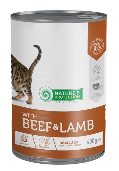 Влажный корм для взрослых кошек с говядиной и ягненком Nature's Protection with Beef & Lamb 400 г (4771317456076) 70174876 фото