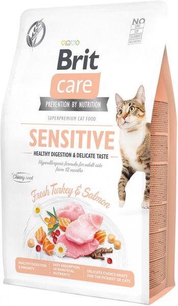 Сухой корм Brit Care Cat GF Sensitive HDigestion and Delicate Taste, 2кг (для требовательных кошек) 302403 фото