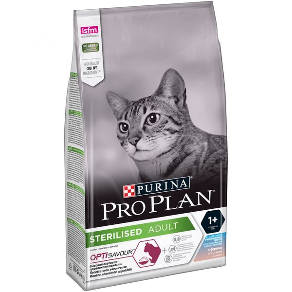 Сухой корм ProPlan Sterilised треска и форель 1,5 кг для взрослых кошек (7613036732413) 301035 фото