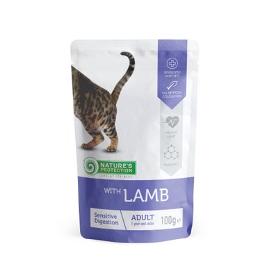 Вологий корм для дорослих котів з чутливим травленням з ягням Nature's Protection Sensitive digestion with Lamb 100 г (4771317456915) 70174960 фото