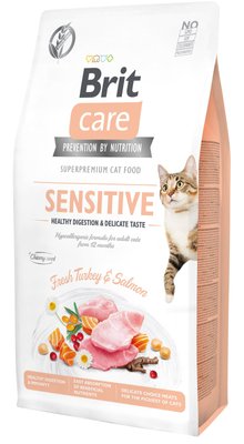 Сухий корм для вибагливих кішок Brit Care Cat GF Sensitive Digestion & Delicate Taste з індичкою і лососем 7кг (8595602540693) 303806 фото