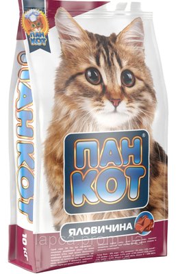 Сухий корм Пан Кот яловичина 10кг для котів (4820111140091) 482011 фото