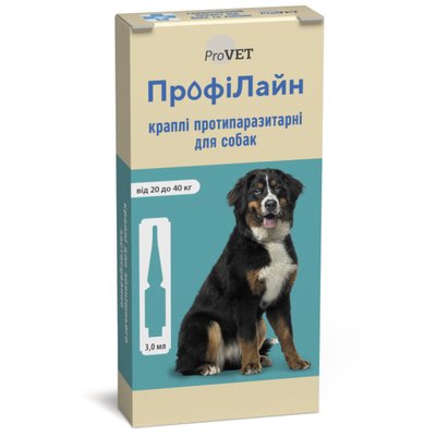 Краплі ProVET Профілайн протипаразитарні, для собак від 20 до 40кг, 4 піпетки по 3.0мл арт.PR240993 (4823082409938) 304583 фото