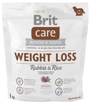 Сухий корм Brit Care Weiгht Loss Rabbit and Rice 1 кг (д/соб. з зайвою вагою) (8595602510344) 301728 фото