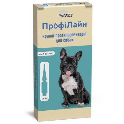 Краплі ProVET Профілайн протипаразитарні, для собак від 4 до 10кг, 4 піпетки по 1.0мл арт.PR240991 (4823082409914) 304581 фото
