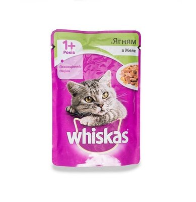 Вологий корм Whiskas пауч ягня в желе 100г для котів (4770608253073) 301468 фото