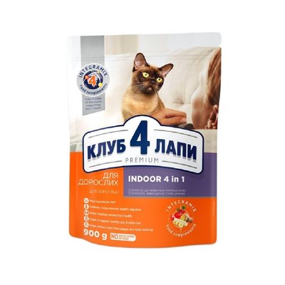 Сухий корм Club 4 Paws Premium для котів індор 4 в 1, 900 г (4820083909412) 300240 фото
