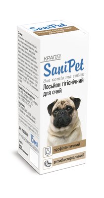 Лосьйон SaniPet краплі для догляду за очима котів і собак 15мл арт.PR020060 (4820150200602) 300722 фото