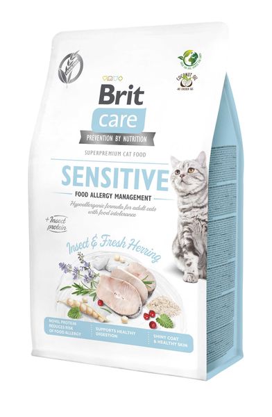 Сухой корм для кошек с пищевой непереносимостью Brit Care Cat GF Insect с насекомыми и рыбой 400г (8595602554201) 304736 фото