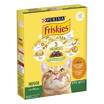 Сухий корм FRISKIES Indoor для дорослих котів, з куркою та індичкою, з овочами 270 г (7613035351820) 300849 фото
