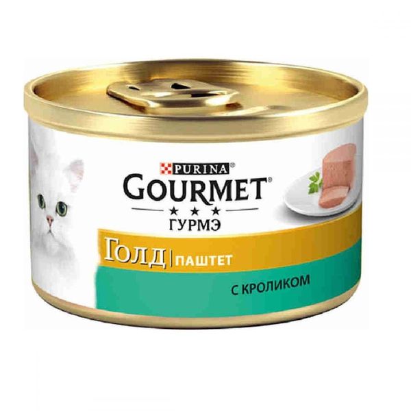 Вологий корм GOURMET Gold для дорослих котів паштет з кроликом 85 г (7613033728747) 301327 фото