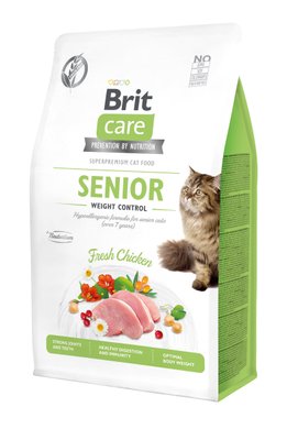 Сухий корм для літніх кішок з надмірною вагою Brit Care Cat GF Senior Weight Control з куркою 400г (8595602540952) 302986 фото