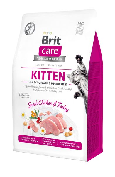 Сухой корм для кошек Brit Care Cat GF Kitten HGrowth and Development, 400 г здоровый рост (8595602540686) 302844 фото