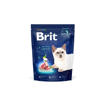 Сухий корм для кішок із чутливим травленням Brit Premium by Nature Cat Sensitive з ягнятком 300 г (8595602553020) 304719 фото