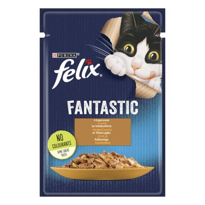Вологий корм Felix Fantastic пауч Індичка в желе 85г для котів (7613039832516) 302573 фото