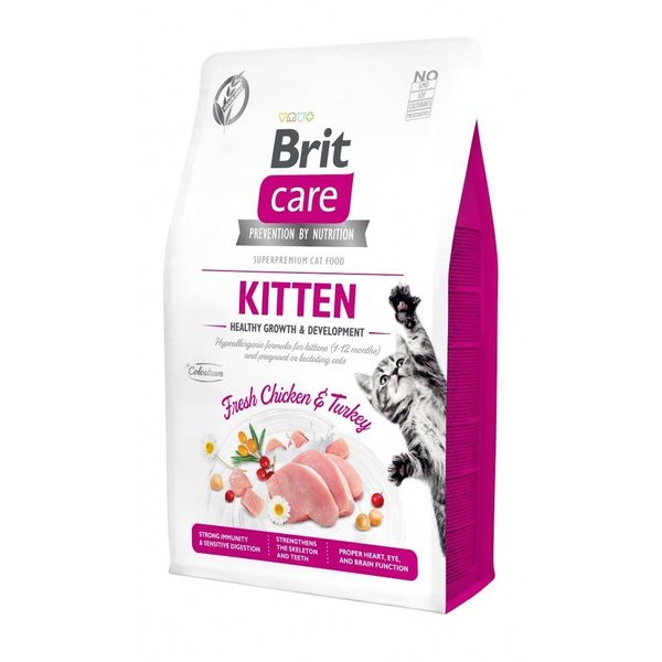 Сухой корм для кошек Brit Care Cat GF Kitten HGrowth and Development, 400 г здоровый рост (8595602540686) 302844 фото