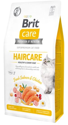 Сухой корм для кошек требующих ухода за кожей и шерстью Brit Care Cat GF Haircare Healthy & Shiny Coat с лососем и курицей 7кг (8595602540877) 303814 фото