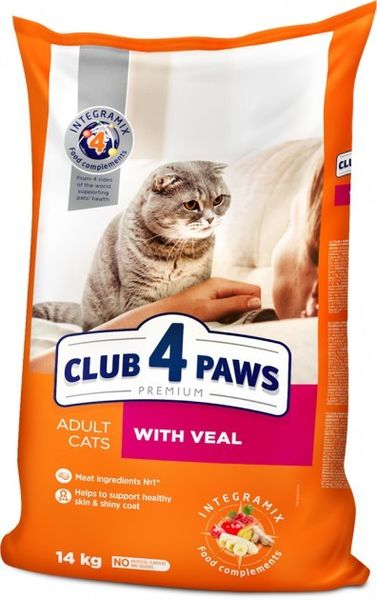 Сухой корм Club 4 Paws Premium для кошек телятина 14 кг (4820083909207) 301875 фото