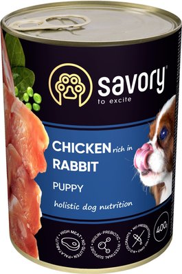 Вологий корм Savory All Breeds Puppy консерва кролик 400г для цуценят усіх порід (4820232630587) 301114 фото