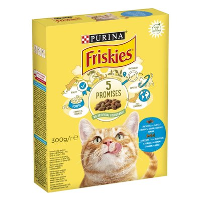 Сухий корм FRISKIES для дорослих котів, з лососем та овочами 300 г (7613031868063) 301423 фото