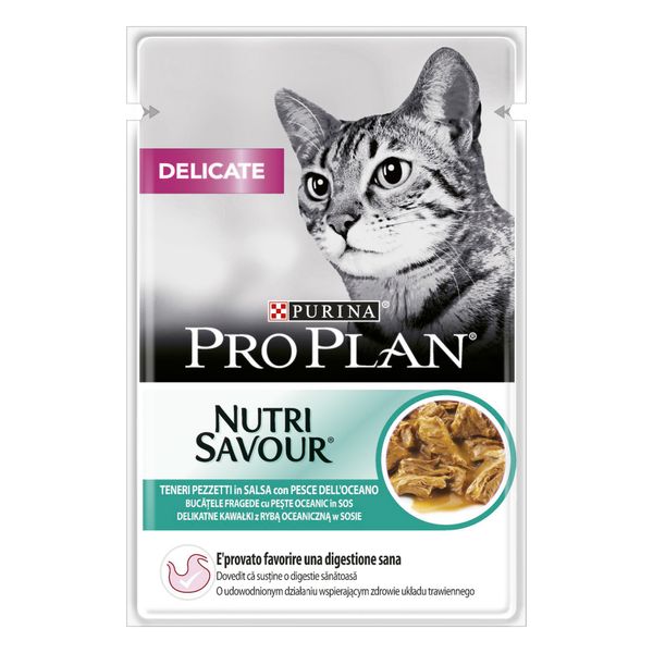 Влажный корм Pro Plan Delicate Nutrisavour пауч океаническая рыба 85г для кошек (7613287107664) 301036 фото