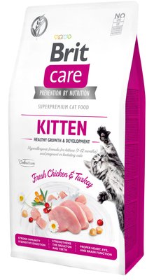 Сухой корм для котят Brit Care Cat GF Kitten Growth & Developmen с курицей и индейкой 7кг (8595602540662) 303805 фото