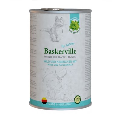 Вологий корм Baskerville Holistic консерва 400г оленіна кролик м'ята для котів (4250231541865) 302157 фото