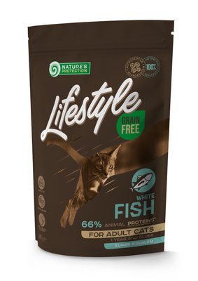 Сухий беззерновий корм для дорослих котів з білою рибою Lifestyle Grain Free White Fish Adult Cat 400г (4771317459589) 70174858 фото