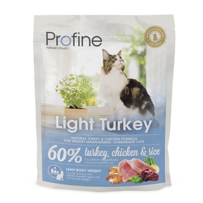 Корм сухой для взрослых кошек с избыточным весом Profine Cat Light с индейкой и рисом 300г (8595602517787) 306238 фото