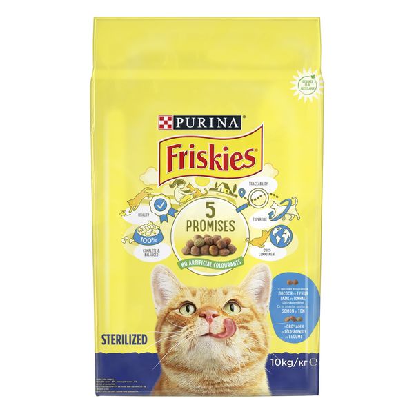 Сухий корм Friskies лосось/овочі 10кг для стерилізованих котів (7613033205064) 300847 фото