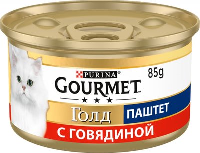 Вологий корм GOURMET Gold для дорослих котів, паштет з яловичиною 85 г (7613034190314) 590833 фото