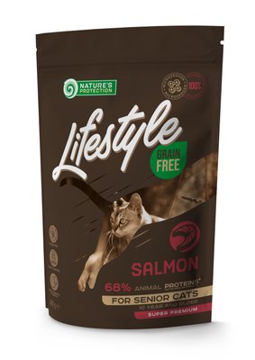 Сухий беззерновий корм для літніх котів з лососем Lifestyle Grain Free Salmon Senior Cat 400г (4771317459558) 70174856 фото