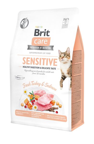 Сухий корм Brit Care Cat GF Sensitive Digestion & Delicate Taste 400г з індичкою та лососем (8595602540716) 302541 фото