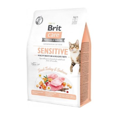 Сухий корм Brit Care Cat GF Sensitive Digestion & Delicate Taste 400г з індичкою та лососем (8595602540716) 302541 фото