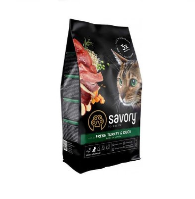 Сухий корм Savory Adult Cat Gourmand індичка та качка 400г для вибагливих котів (4820232630044) 301337 фото