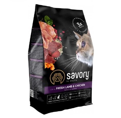 Сухий корм Savory Cat Steril ягня та курка 400г для стерильних котів (4820232630105) 301338 фото