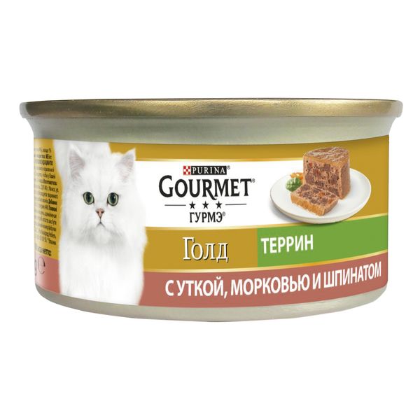 Влажный корм Gourmet Gold консерва утка/морковь/шпинат 85г для кошек (7613033728778) 300434 фото