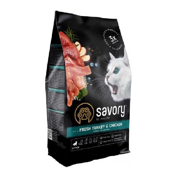 Сухий корм Savory Kitten курка та індичка 400г для кошенят (4820232630136) 301339 фото