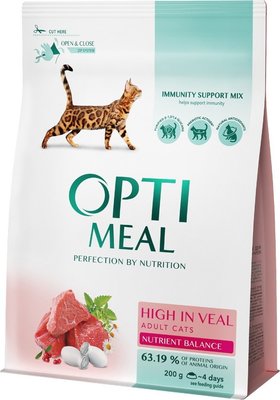Сухий корм Optimeal 200 г для котів з високим вмістом телятини (4820215360173) 300269 фото