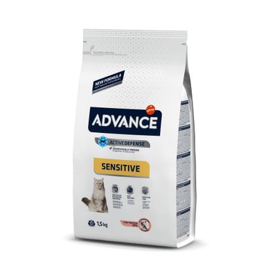 Сухой Корм ​​Advance Cat Salmon Sensitive для кошек с чувствительным пищеварением с лососем 1,5 кг (8410650152004) Арт.922072 65838760 фото