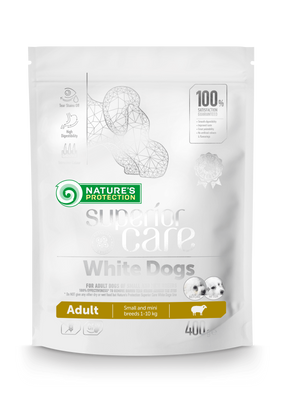 Сухий корм для дорослих собак малих порід з білим забарвленням шерсті Superior Care White Dogs Adult Small and Mini Breeds 400г (4771317456625) 70174809 фото