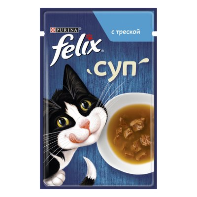 Вологий додатковий корм Felix Soup для дорослих котів, з тріскою 48 г (7613036632393) 302500 фото