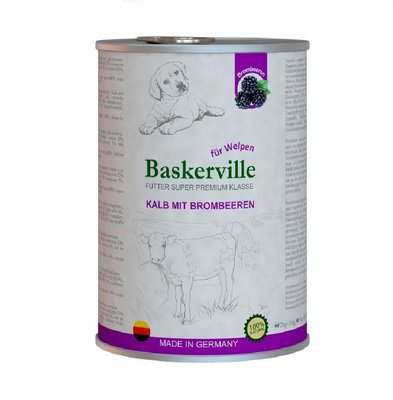 Вологий корм Baskerville 400 г консерва телятина/замінник для цуценят (4250231541773) 302100 фото