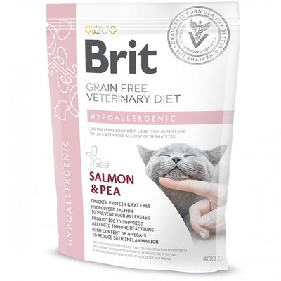 Сухой корм для кошек всех возрастов Brit VetDiets при пищевой непереносимости с лососем и горохом 400г (8595602528387) 304414 фото